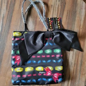 Brighton Woman's Black Red Blue Bag Take a Beau Large Black Bow Handbag tote